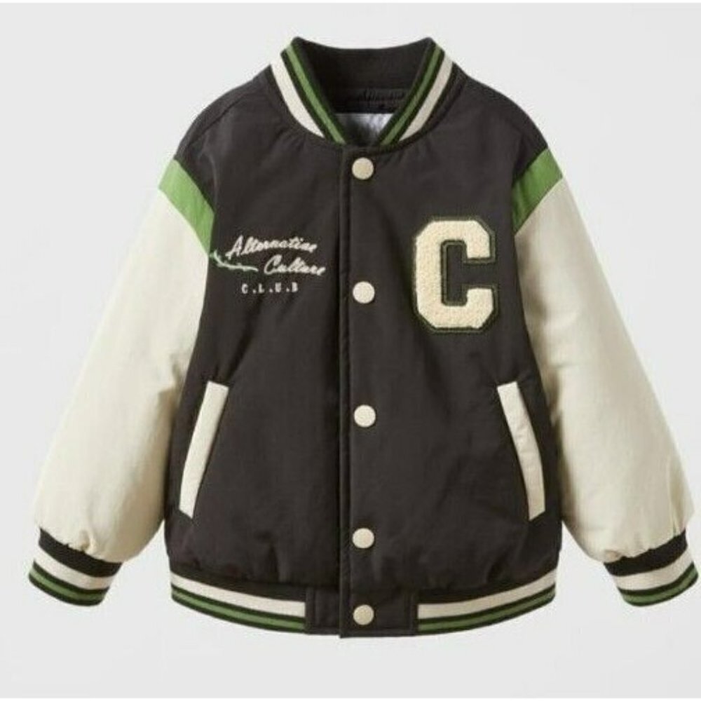 Zara Puffer Jacket Boys Water Repellent varsity bomber Zippe… baby